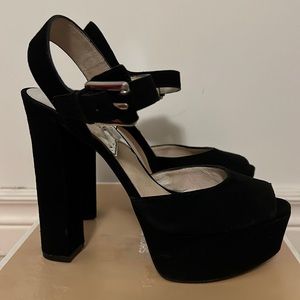 Michael Kors London Open Toe Platform Black Suede